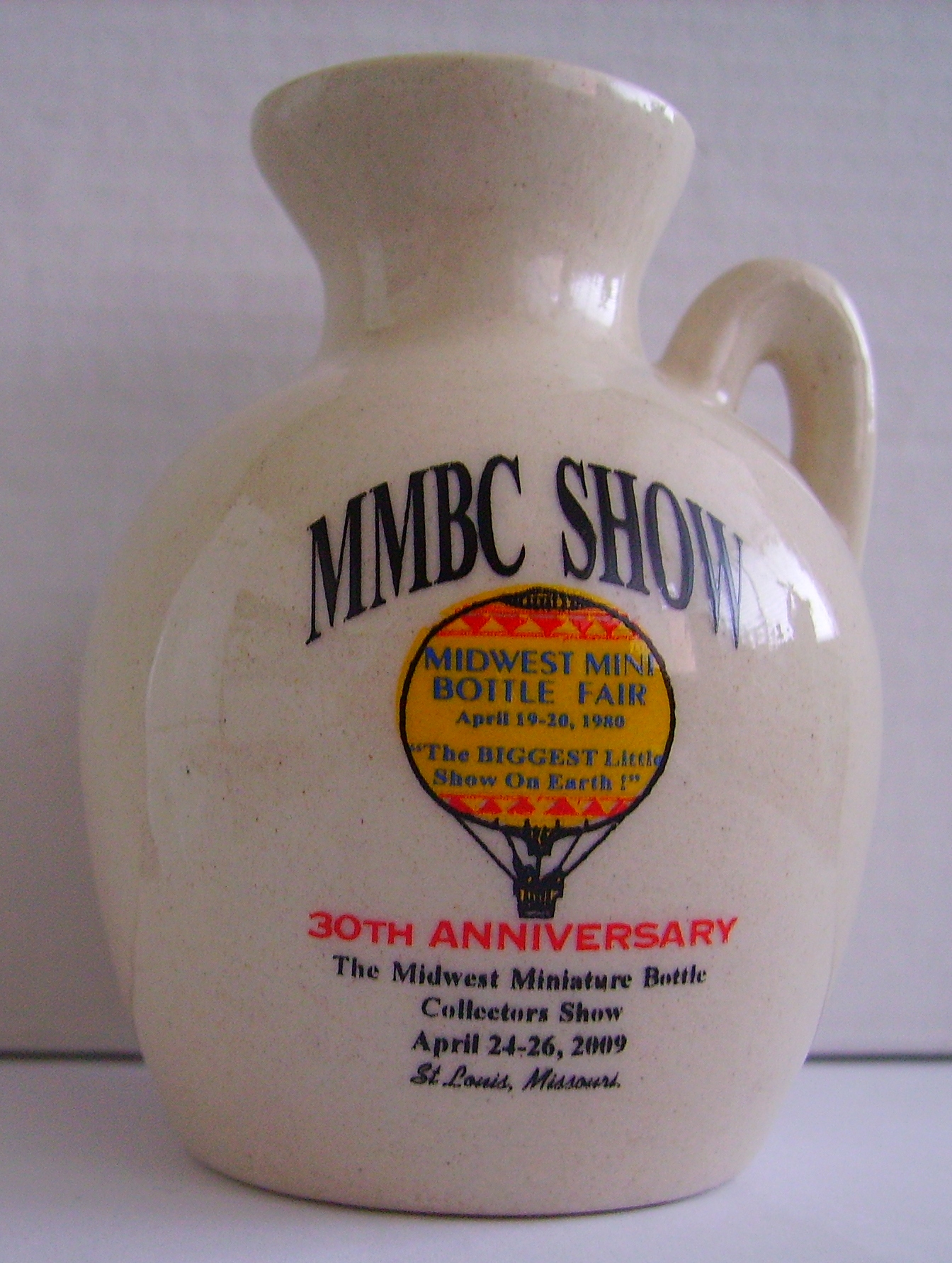 30th Anniversary Midwest Miniature Bottle Club Jug – Front side